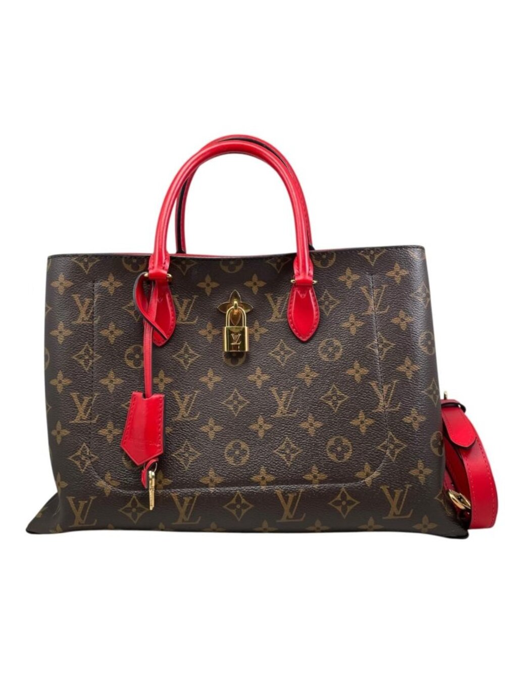 Louis Vuitton Tote Shoulder Bag Flower Monogram Coquelicot